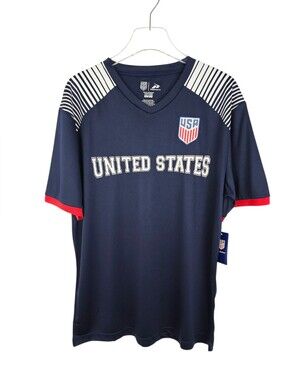 Icon Sports Men's USA Soccer Team Performance Dri-Fit Shirt Jersey Navy Blue NWT